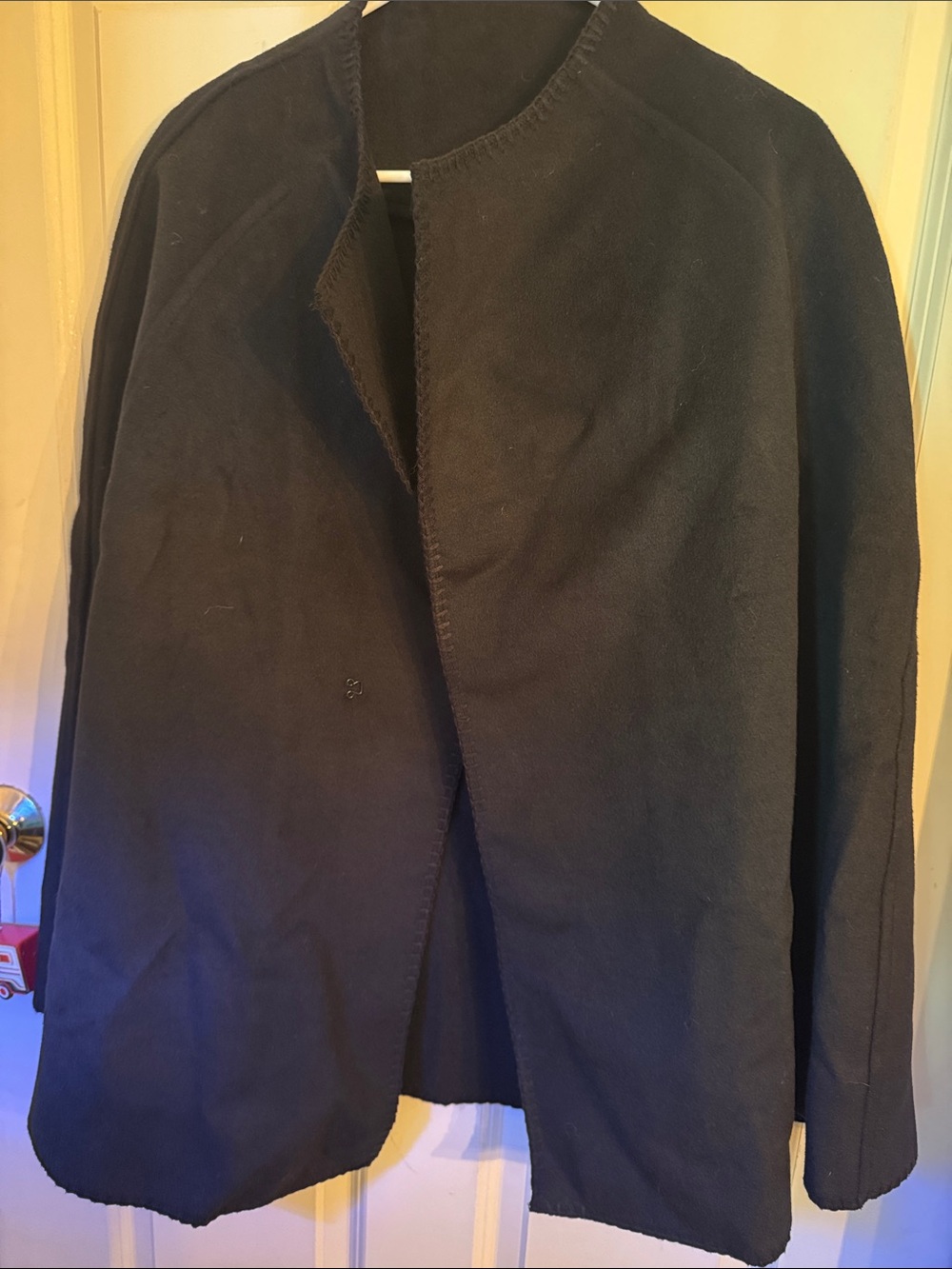 Aqua Men's Black Open-Front Pea Coat